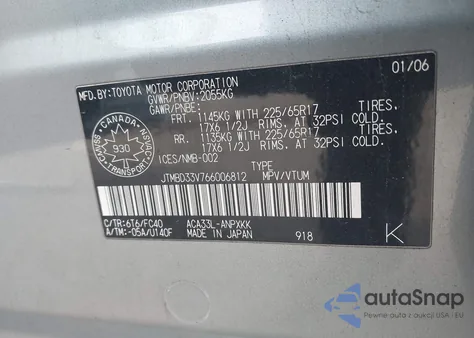 2006 Toyota Rav4 из США, поврежденный, VIN JTMBD33V766006812